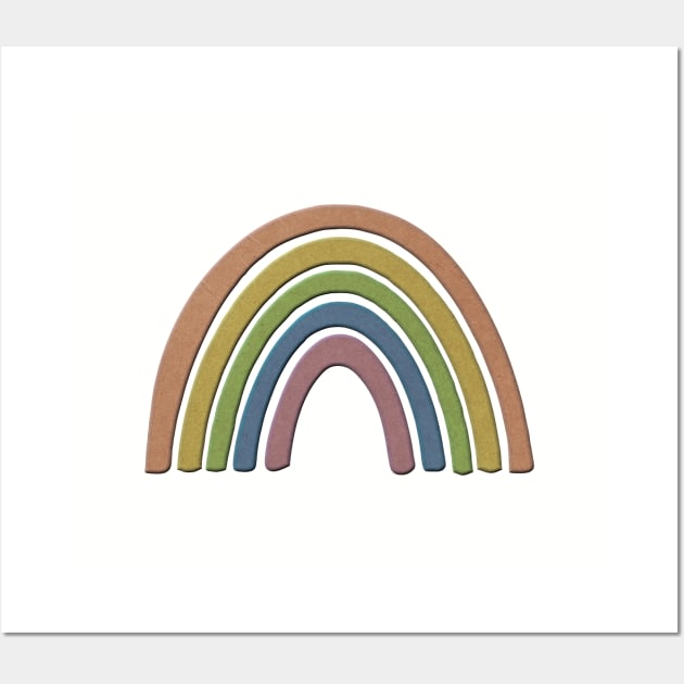 Rainbow With Faux Rustic Paper Texture Wall Art by Braznyc